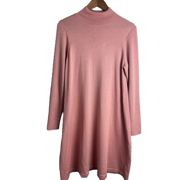 AGB Women's Mauve Pink Turtleneck Sweater Dress Long Sleeve Size Large Cozy - Picture 1 of 6